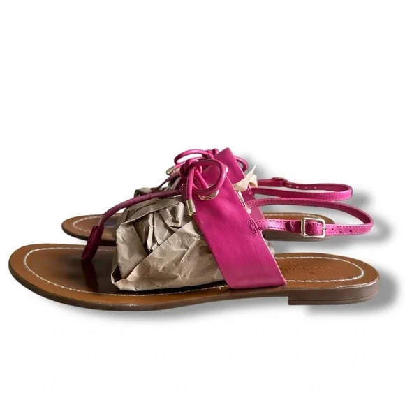 Kate Spade New York Carlita Pink Leather Bow Thong Sandals Size 10 - Picture 3 of 6